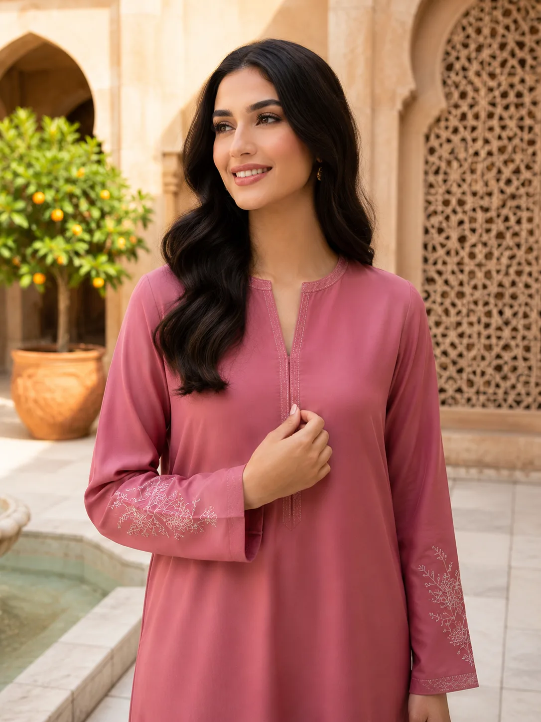 Gulab (Hand Embroidered) — Hand Embroidered Kurta