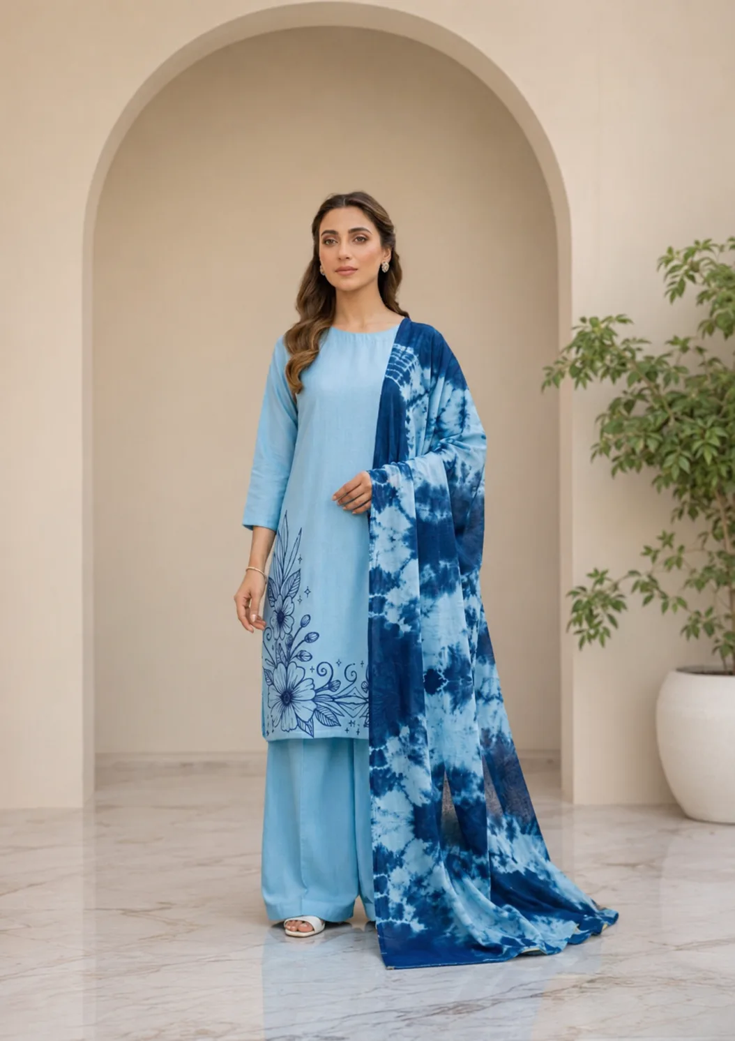 Aasmaan (Hand Embroidered) — Hand Embroidered 3-Piece