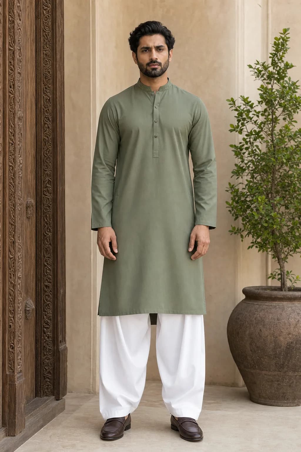 Tariq — Kurta with White Shalwar